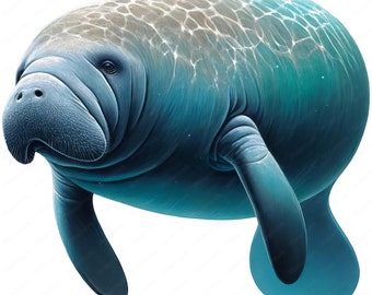 Gentle Manatee Clipart Bundle: Marine Art Printables (Digital Download)