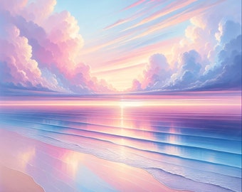 Vibrant Beach Sunset Clipart: Coastal Digital Paper (PDF Download)