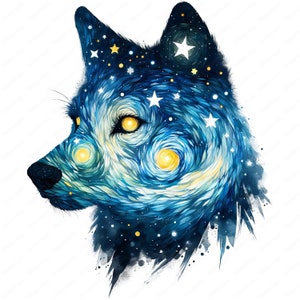Clipart animal nuit étoilée | Lot de cliparts animaux enchanteurs | 10 modèles de haute qualité | Art animalier | Imprimables | Utilisation commerciale