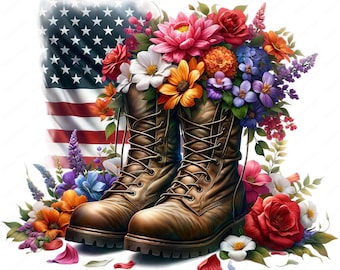 Memorial Day Clipart Bundle: Patriotic Floral Designs (Digital Download)