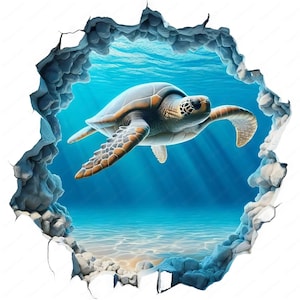 Turtle Clipart | Pacote de Turtle Clipart 3D realista | 10 designs de alta qualidade | Arte marinha | Imprimíveis | Uso comercial