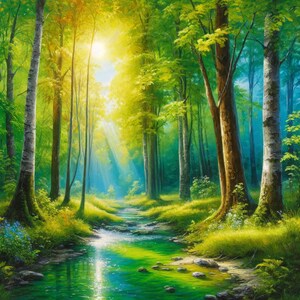 Clipart de bosque de verano / Papel digital de bosque / Diseños serenos / Arte versátil para uso comercial y personal
