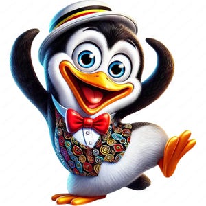 Pinguïn-clipart | Kleurrijke pinguïn-clipartbundel | 10 hoogwaardige ontwerpen | Leuke kunst | Afdrukbare items | Commercieel gebruik
