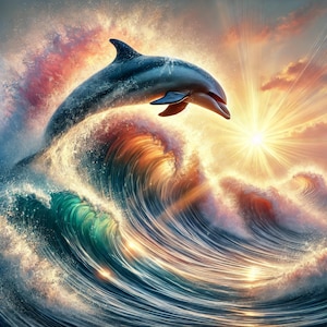 Dolphin Ocean Waves Clipart: Day & Night Sea Scenes (Digital Download)