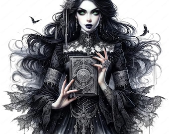 Gotische heks clipartbundel | Dark Fantasy Art (digitale download)
