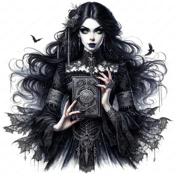 Gothic Witch Clipart Bundle | Dark Fantasy Art (Digital Download)
