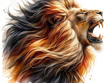 Lion Roaring Clipart Bundle: Safari Art Printables (Digital Download)