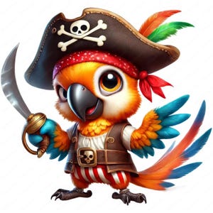 Pirate Parrot Clipart | Adorable Pirate Parrot Clipart Bundle | 10 High ...