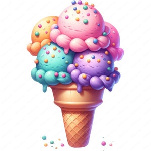 Clipart di gelato con granelli / Pacchetto di clipart di gelato colorato / 10 design di alta qualità / Arte di dolcetti / Materiali stampabili / Uso commerciale