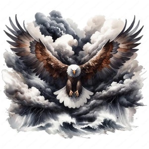 Clipart Aigle | Lot de cliparts aigle dansant orageux | 10 modèles de haute qualité | Art d'oiseau | Imprimables | Utilisation commerciale