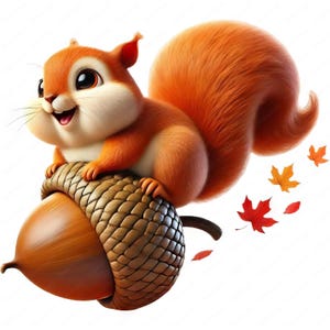 Clipart écureuil automne | Lot de cliparts mignons écureuils d'automne | 10 modèles de haute qualité | Art animalier des bois | Imprimables | Utilisation commerciale