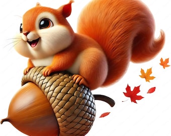 Autumn Squirrel Clipart | Cute Woodland Animal Designs (Digital Download)