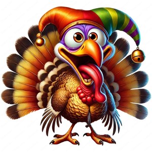 Cartoon Turkije Clipart | Leuke cartoon kalkoen clipartbundel | 10 hoogwaardige ontwerpen | Thanksgiving-kunst | Afdrukbare items | Commercieel gebruik afbeelding 9