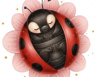 Watercolor Ladybug Clipart | PNG Bundle (Digital Download