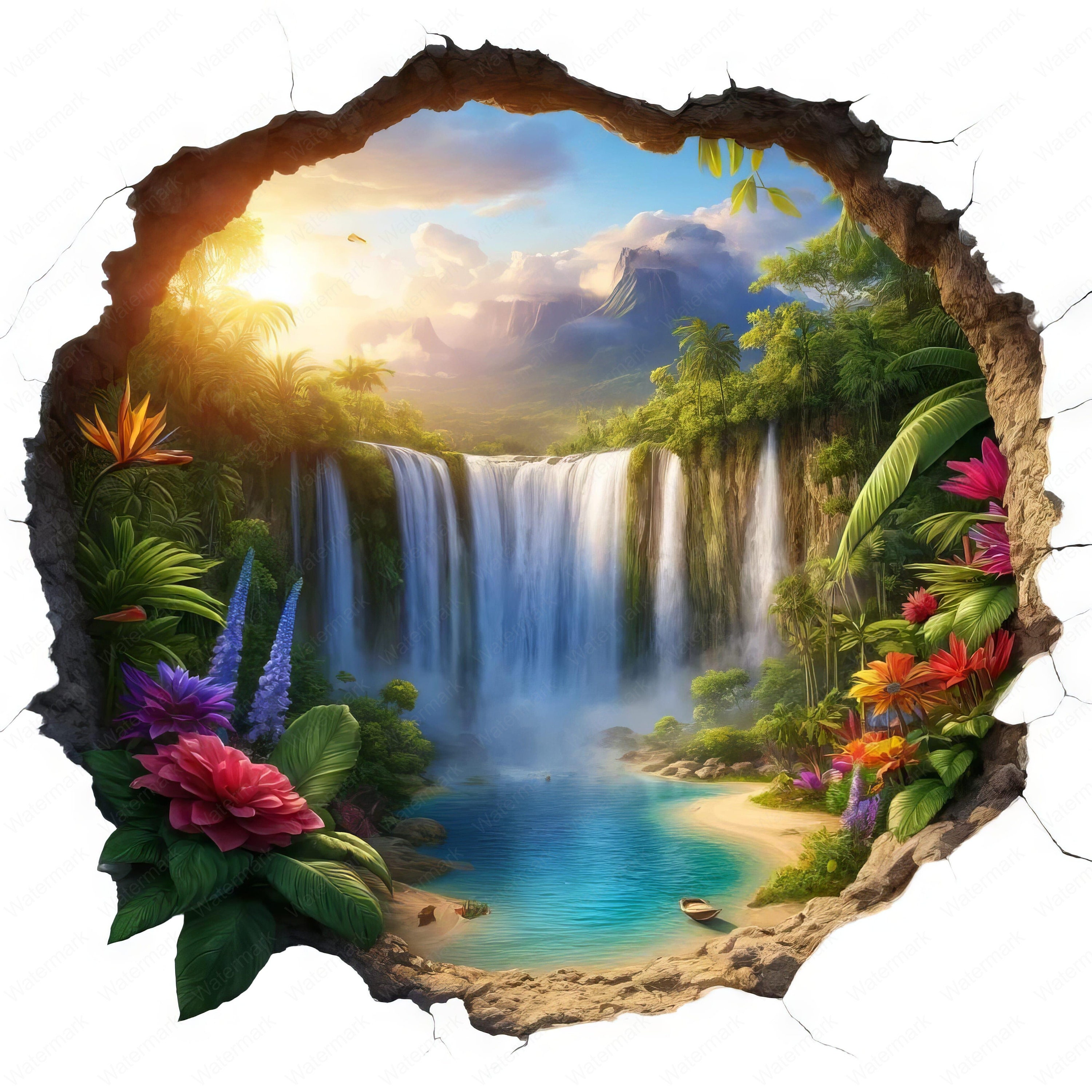 3D Paradise Clipart Bundle: Serene Tropical Art (digital Download