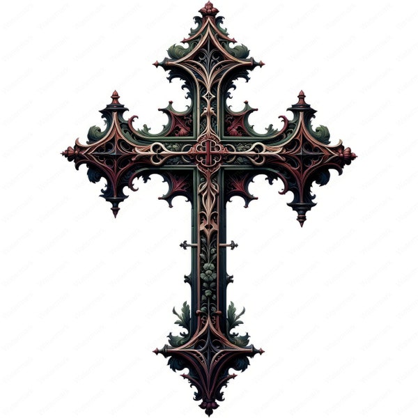 Gothic Cross Clipart | Intricate Gothic Cross Clipart Bundle | 10 High-Quality Images | Medieval Art | Printables | Commercial Use