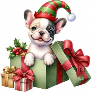 Clipart chiot de Noël | Adorable ensemble de cliparts de chiot de Noël 03 | 10 modèles de haute qualité | Art des Fêtes | Imprimables | Utilisation commerciale