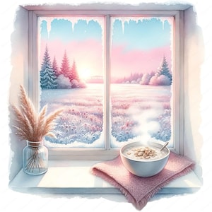 Winter Fenster Clipart | Gemütlicher Winter-Fenster-Clipart-Bundle | 10 hochwertige Designs | Saisonale Kunst | Drucksachen | Kommerzielle Nutzung