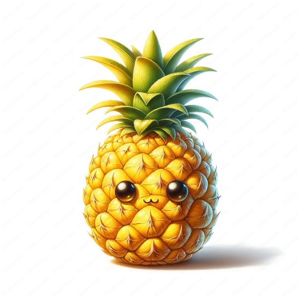 Cute Pineapple Clipart | Tropical Cute Pineapple Clipart Bundle | 10 High-Quality Images | Fruit Theme Art | Printables | Commercial Use