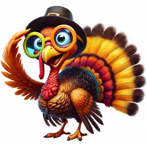Cartoon Turkije Clipart | Leuke cartoon kalkoen clipartbundel | 10 hoogwaardige ontwerpen | Thanksgiving-kunst | Afdrukbare items | Commercieel gebruik afbeelding 6