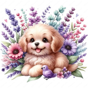 Happy Puppy Clipart | 10 High-Quality Designs | Cute Dog Illustrations | Digital Prints | Commercial Use