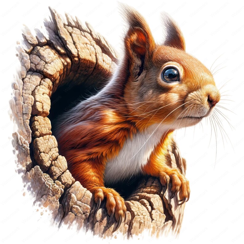 Enigmatic Squirrel Clipart Bundle: Forest Animal Art (Digital Download) image 8