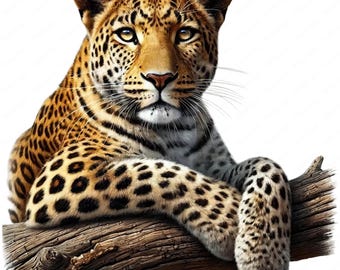 Leoparden-Cliparts: Realistische Großkatzen-PNG-Bundle (Digitaler Download)