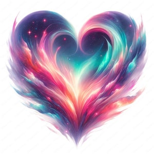 Aurora Heart Clipart | Enchanting Aurora Heart Clipart Bundle | 10 High-Quality Designs | Northern Lights Art | Printables | Commercial Use