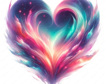 Aurora Heart Clipart: Northern Lights Design (Digital Download)