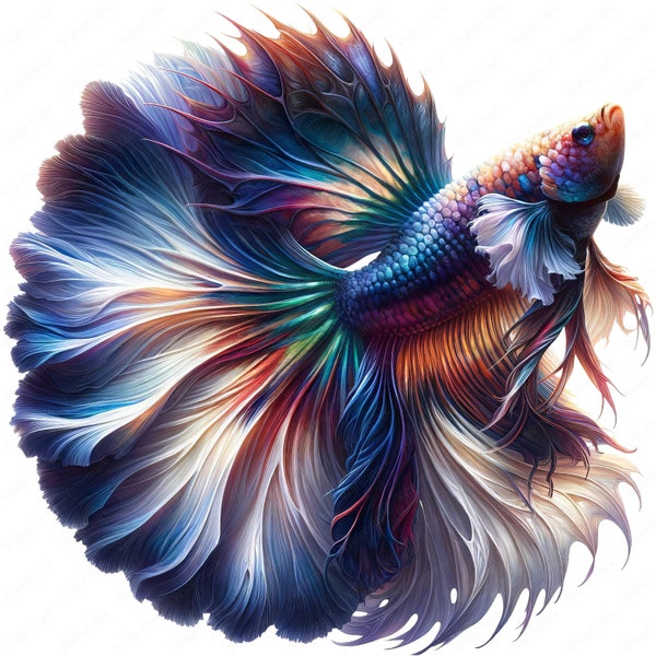 Betta Fisch Clipart | Lebendige Betta Fisch Clipart Bundle | 10 hochwertige Designs | Kunst im Wasser | Drucksachen | Kommerzielle Nutzung
