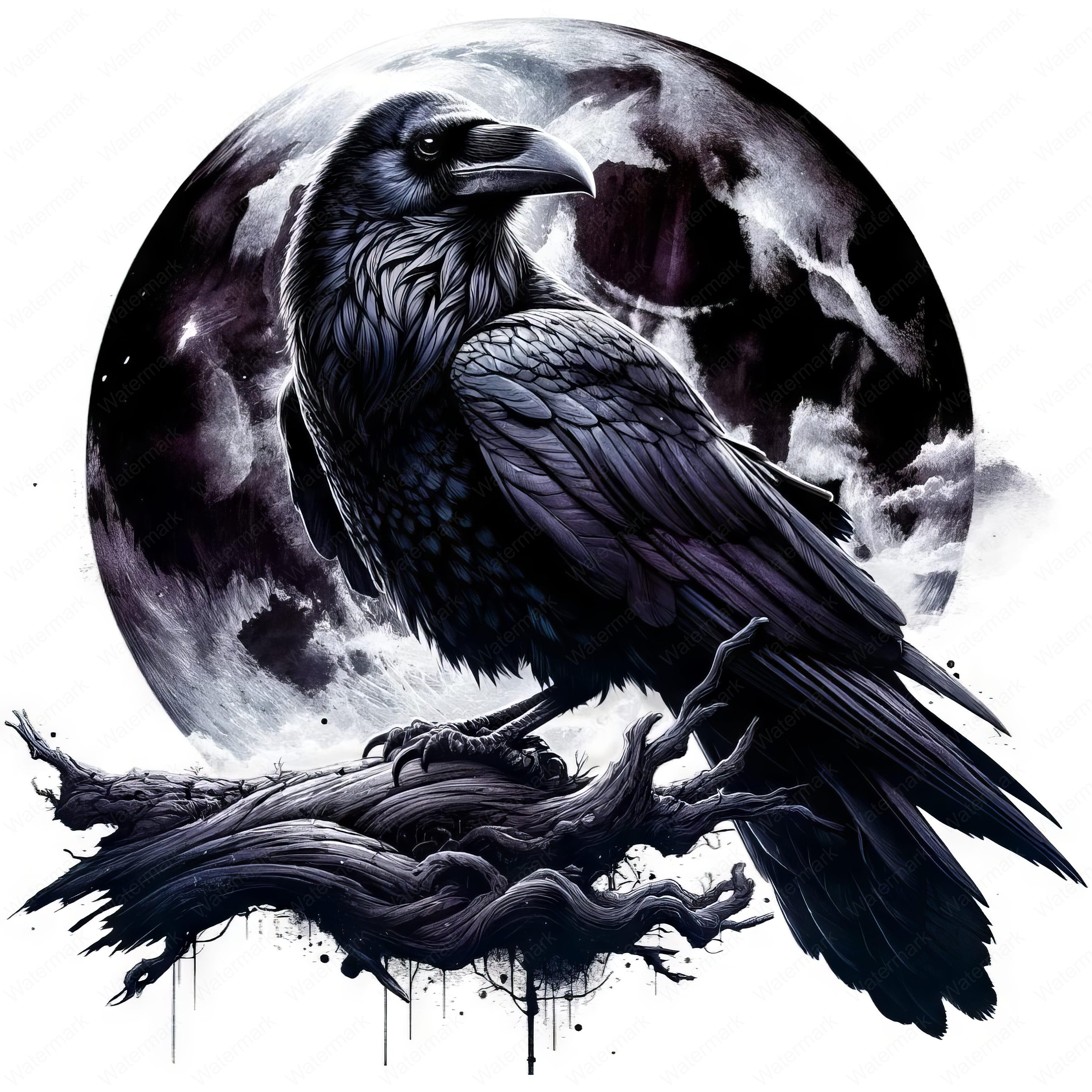 Gothic Raven Clipart Bundle: Dark Art Printable Designs (commercial Use ...