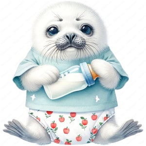 Clipart di cuccioli di foca / Pacchetto clipart / 10 adorabili design / Arte animale / Artigianato / Abbigliamento / Stampe digitali / Uso commerciale