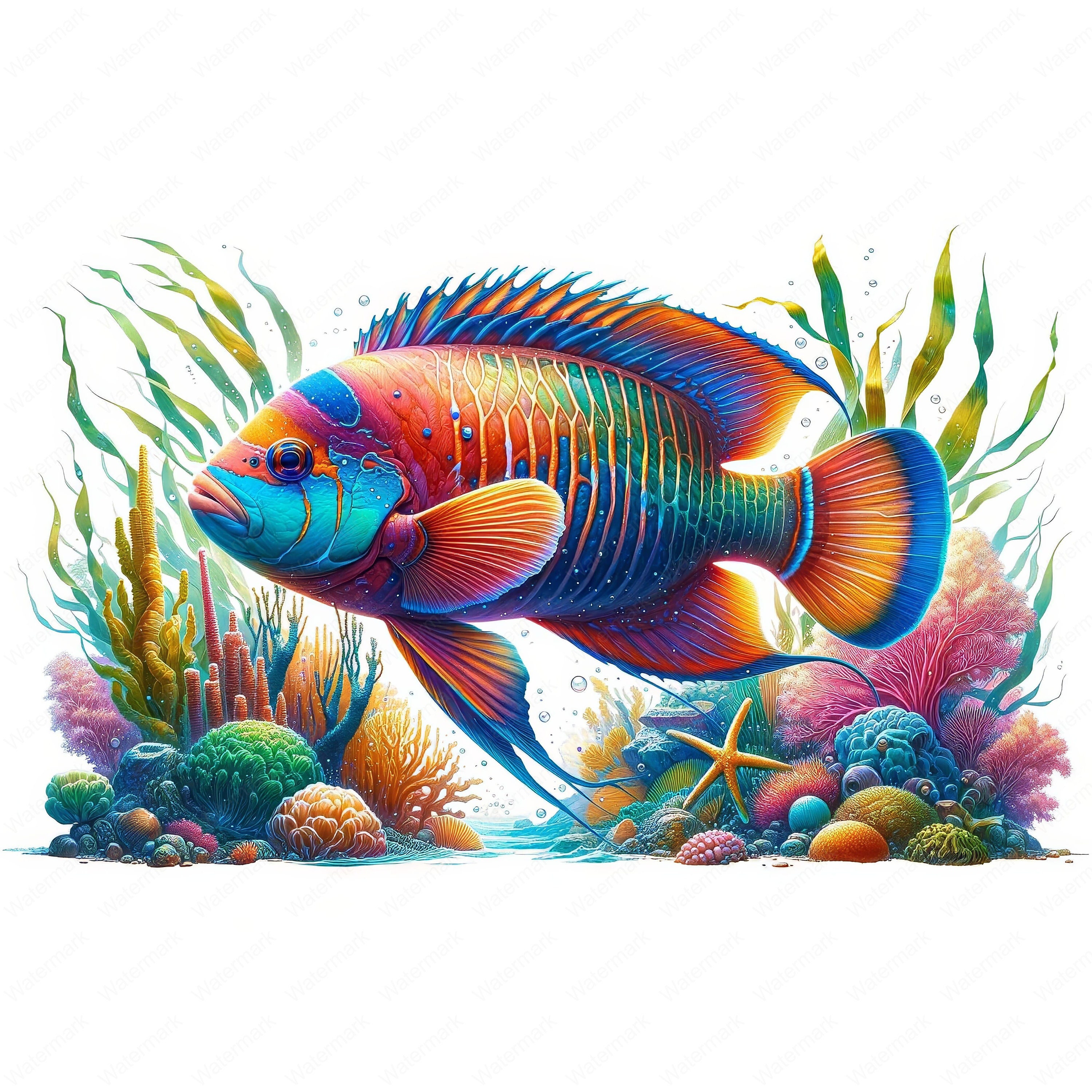 Vibrant Ocean Fish Clipart | Marine Art Printables (digital Download ...