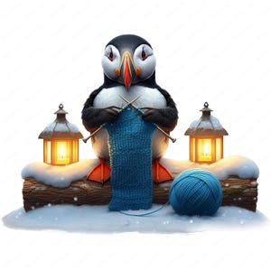 Clipart tricot | Ensemble d'animaux d'hiver douillets PNG | 10 modèles de haute qualité | Art numérique | Utilisation commerciale