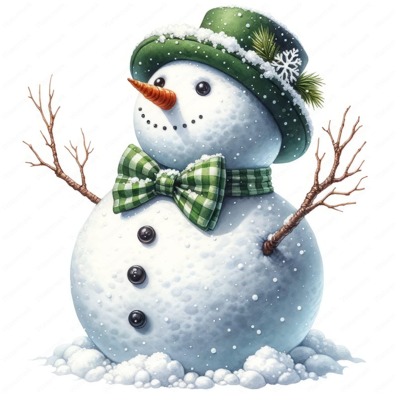 Clipart de muñeco de nieve navideño / Paquete de clipart de muñeco de nieve navideño festivo / 10 diseños de alta calidad / Arte de invierno / Imprimibles / Uso comercial imagen 4