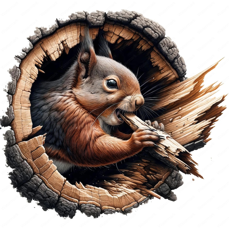 Enigmatic Squirrel Clipart Bundle: Forest Animal Art (Digital Download) image 6