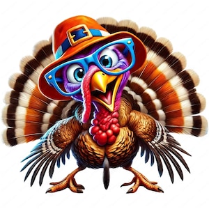 Cartoon Turkije Clipart | Leuke cartoon kalkoen clipartbundel | 10 hoogwaardige ontwerpen | Thanksgiving-kunst | Afdrukbare items | Commercieel gebruik afbeelding 7