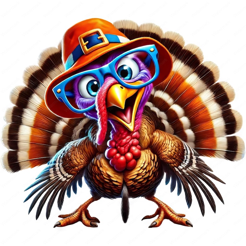 Cartoon Turkije Clipart | Leuke cartoon kalkoen clipartbundel | 10 hoogwaardige ontwerpen | Thanksgiving-kunst | Afdrukbare items | Commercieel gebruik afbeelding 7
