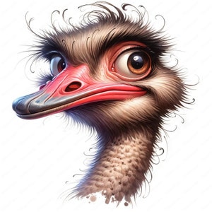 Funny Ostrich Clipart | Comical Ostrich Clipart Bundle | 10 High-Quality Designs | Humorous Bird Art | Printables | Commercial Use