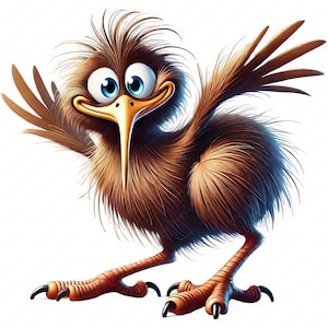 Clipart de pájaro kiwi de dibujos animados / Paquete de imágenes prediseñadas de pájaro kiwi de dibujos animados divertidos / 10 diseños de alta calidad / Arte de dibujos animados / Imprimibles / Uso comercial