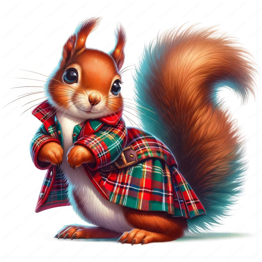 Cute Scottish Squirrel Clipart Adorable Squirrel Clipart Bundle 10 High