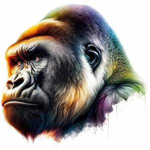 Silverback Gorilla Clipart Bundle: Wildlife Art Prints (Digital Download)