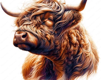 Rustic Highland Cow Clipart Bundle: Farm Animal Art (Digital Download)