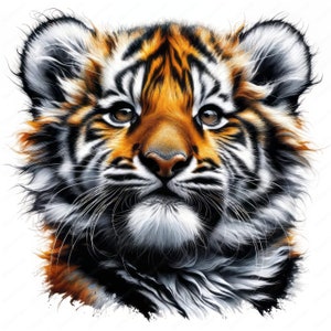 Tiger Cub Clipart | Adorable Tiger Cub Clipart Bundle | 10 High-Quality Designs | Baby Animal Art | Printables | Commercial Use