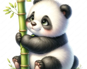 Clipart mignon panda | Lot de cliparts adorable panda | 10 images de haute qualité | Chambre d'enfant panda | Imprimables | Utilisation commerciale