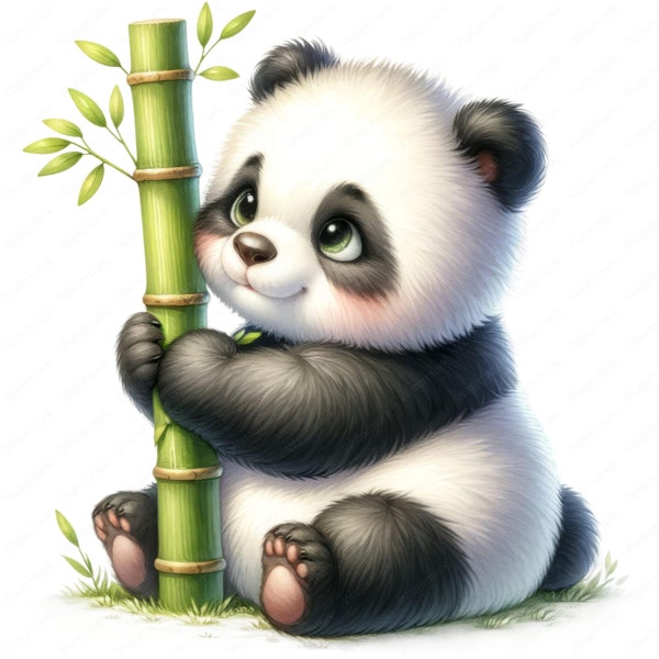 Lindo Panda Clipart / Adorable Panda Clipart Bundle / 10 Imágenes de Alta Calidad / Panda Nursery / Imprimibles / Uso Comercial