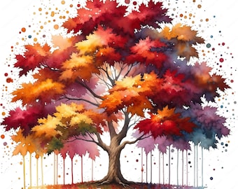 Autumn Maple Tree Clipart Bundle: Vibrant Fall Art (Digital Download)