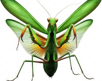 恋人の生首を誇らしげに掲げる本物のグリーンマンティス - Etsy 日本