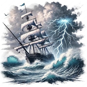 Clipart tempesta nautica / Pacchetto di clipart tempesta nautica drammatica / 10 design di alta qualità / Arte marittima / Materiali stampabili / Uso commerciale