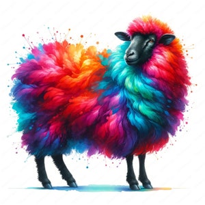 Clipart di pecore colorate / Pacchetto di clipart di pecore colorate e vivaci / 10 design di alta qualità / Arte agricola / Materiali stampabili / Uso commerciale